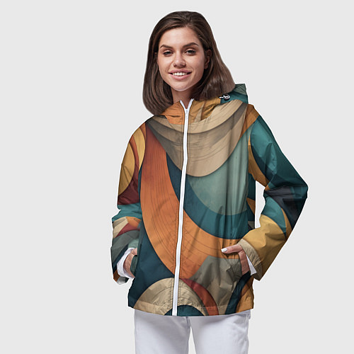 Женская ветровка Абстракция теплые контрасты / 3D-Белый – фото 3