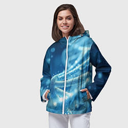 Ветровка с капюшоном женская Днк в синем свечении, цвет: 3D-белый — фото 2