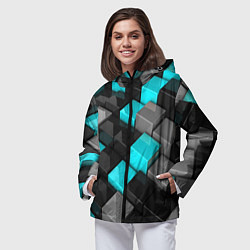 Ветровка с капюшоном женская Абстрактные кубы, цвет: 3D-черный — фото 2
