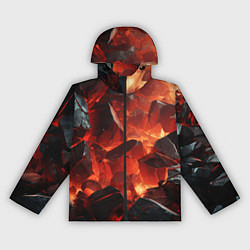 Ветровка с капюшоном женская Текстура черных камней, цвет: 3D-черный