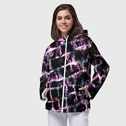 Ветровка с капюшоном женская Светящаяся розовая сетка, цвет: 3D-белый — фото 2