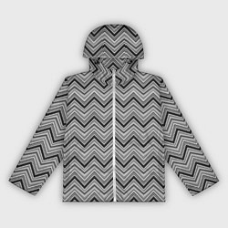 Ветровка с капюшоном женская Серо белый геометрический узор зигзаг, цвет: 3D-белый
