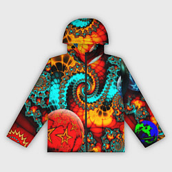 Ветровка с капюшоном женская Фрактальный узор из фигур, цвет: 3D-черный