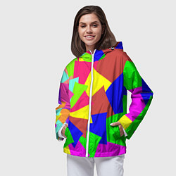 Ветровка с капюшоном женская Разноцветная мозаика, цвет: 3D-белый — фото 2