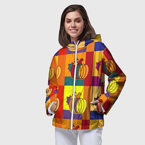 Женская ветровка Тыква разноцветная / 3D-Белый – фото 3