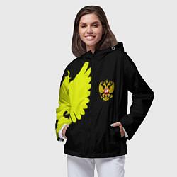 Ветровка с капюшоном женская Герб РФ орёл, цвет: 3D-черный — фото 2