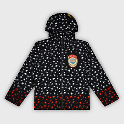 Ветровка с капюшоном женская Герб РФ и ссср ласточки, цвет: 3D-черный