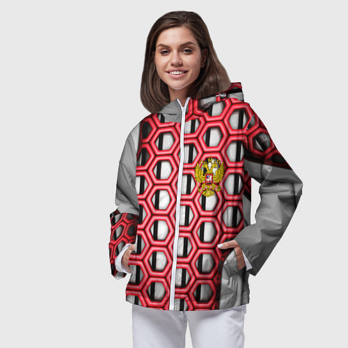 Женская ветровка Россия герб сетка метала / 3D-Белый – фото 3