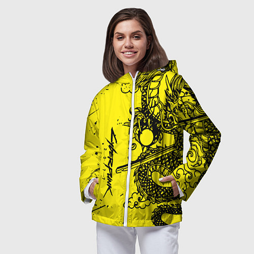 Женская ветровка Syberpunk dragon tatoo / 3D-Белый – фото 3