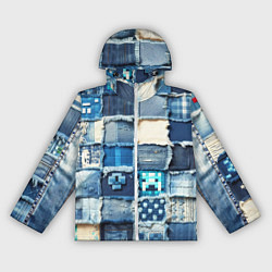 Ветровка с капюшоном женская Minecraft на пэчворк дениме, цвет: 3D-белый