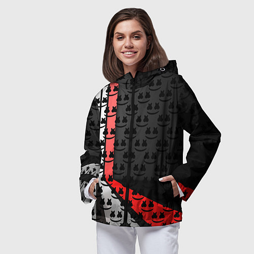 Женская ветровка Marshmello pattern / 3D-Черный – фото 3