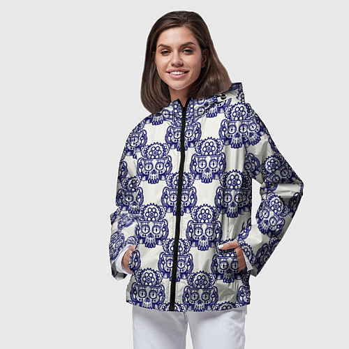 Женская ветровка Механический череп паттерн / 3D-Черный – фото 3