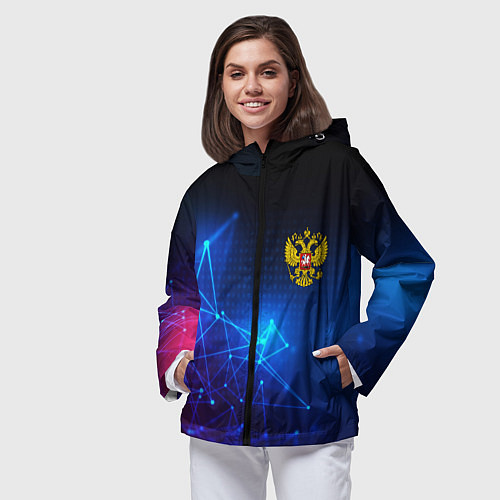 Женская ветровка Герб РФ абстракция текстура / 3D-Черный – фото 3