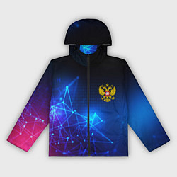 Ветровка с капюшоном женская Герб РФ абстракция текстура, цвет: 3D-черный