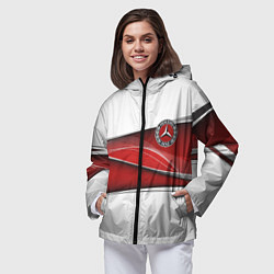 Ветровка с капюшоном женская Mercedes benz авто, цвет: 3D-черный — фото 2