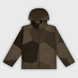 Ветровка с капюшоном женская Тёмно-коричневый крупная мозаика, цвет: 3D-черный