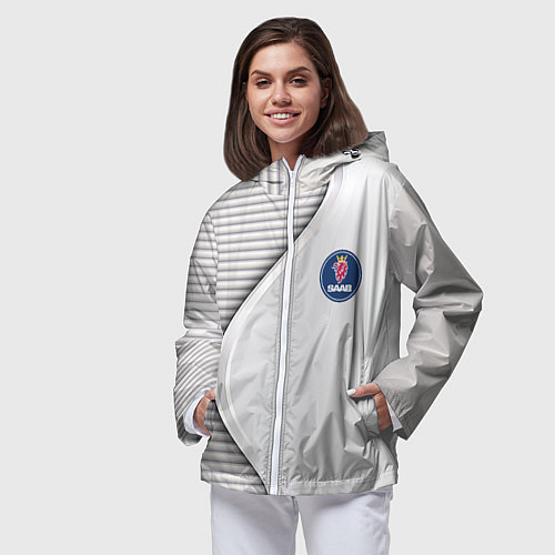 Женская ветровка Saab metal texture / 3D-Белый – фото 3