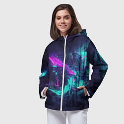 Ветровка с капюшоном женская Неоновые краски абстракция, цвет: 3D-белый — фото 2