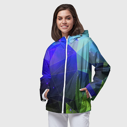 Женская ветровка Неоновые треугольники геометрия / 3D-Белый – фото 3