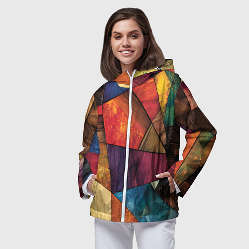 Женская ветровка Мозайка геометрическая / 3D-Белый – фото 3