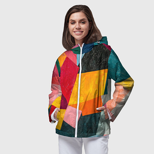 Женская ветровка Геометрия мозайка / 3D-Белый – фото 3