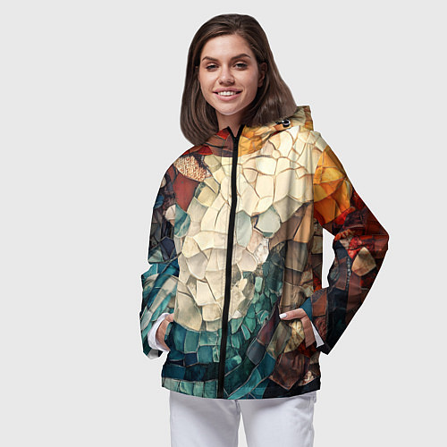 Женская ветровка Мозаика в виде плитки / 3D-Черный – фото 3