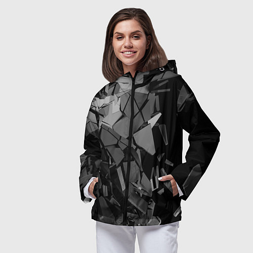 Женская ветровка Битое стекло / 3D-Черный – фото 3