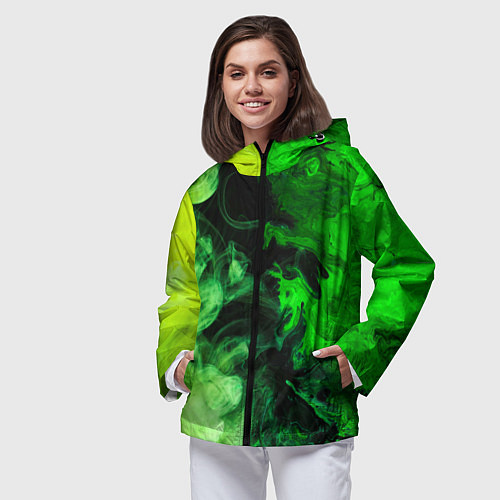Женская ветровка Ядовитый зеленый дым / 3D-Черный – фото 3