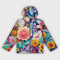 Ветровка с капюшоном женская Лето объемные цветы, цвет: 3D-черный