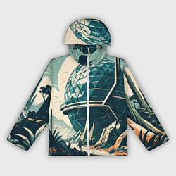 Ветровка с капюшоном женская Фантастика круглое здание, цвет: 3D-белый