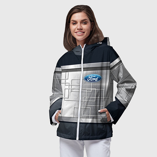 Женская ветровка FORD текстура из метала / 3D-Белый – фото 3