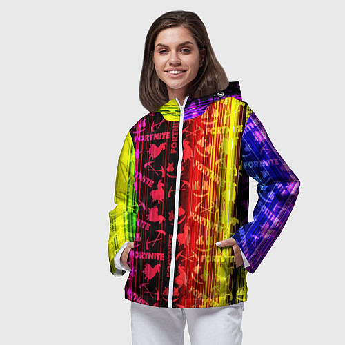 Женская ветровка Fortnite neon game / 3D-Белый – фото 3