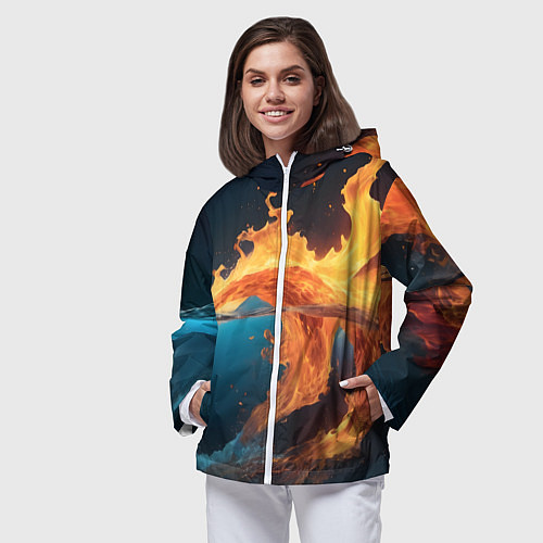 Женская ветровка Вода и огонь / 3D-Белый – фото 3