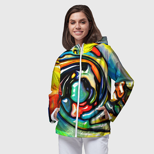 Женская ветровка Акварельные краски мозаика / 3D-Белый – фото 3