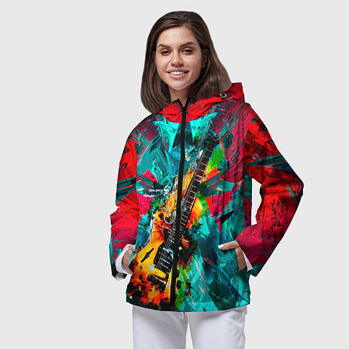 Женская ветровка Электрогитара в красках / 3D-Черный – фото 3