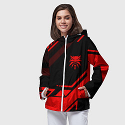 Ветровка с капюшоном женская Ведьмак геометрия, цвет: 3D-белый — фото 2