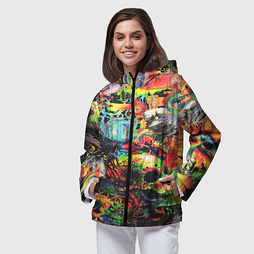 Женская ветровка Кислотные рисунки психоделика / 3D-Черный – фото 3