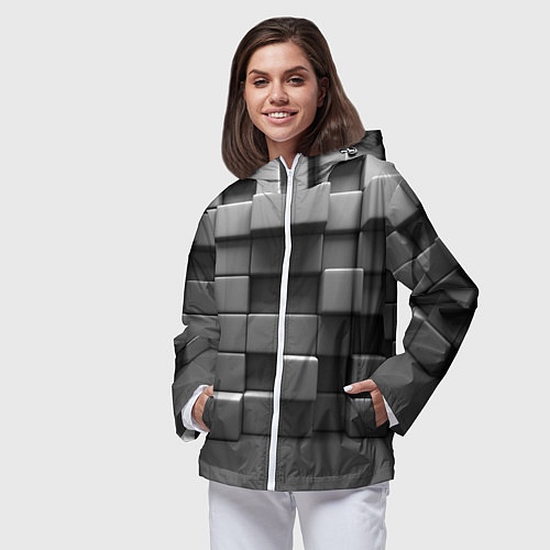 Женская ветровка Текстура кубы / 3D-Белый – фото 3