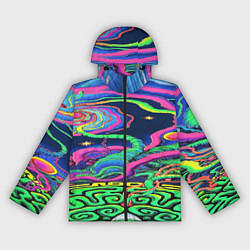 Ветровка с капюшоном женская Оптические волны психоделика, цвет: 3D-черный