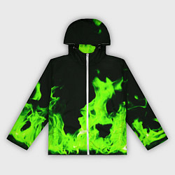 Ветровка с капюшоном женская Кислотный зелёный огонь, цвет: 3D-белый