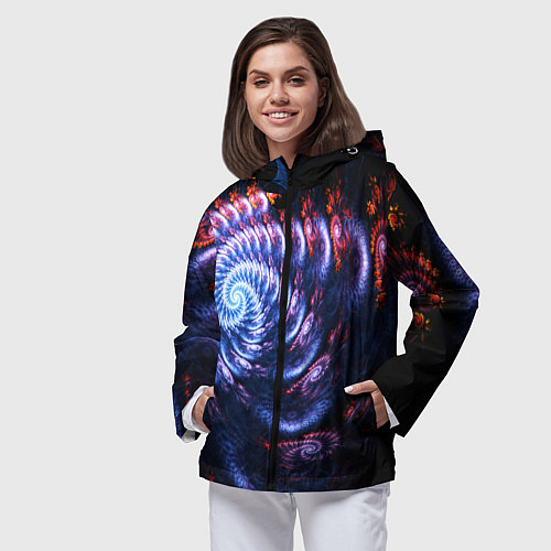 Женская ветровка Оптический фрактальный узор текстура / 3D-Черный – фото 3
