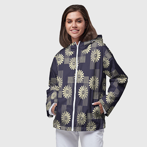Женская ветровка Цветочный геометрический узор / 3D-Белый – фото 3