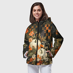 Ветровка с капюшоном женская Бледные тыквы, цвет: 3D-черный — фото 2
