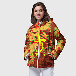 Ветровка с капюшоном женская Doom камуфляж глитч, цвет: 3D-белый — фото 2