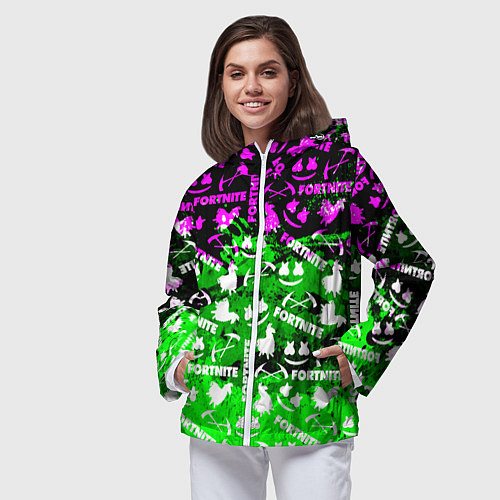 Женская ветровка Fortnite краски кислота / 3D-Белый – фото 3