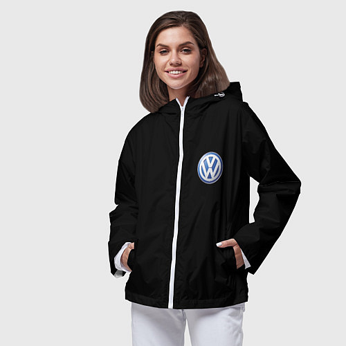 Женская ветровка Volkswagen logo auto / 3D-Белый – фото 3
