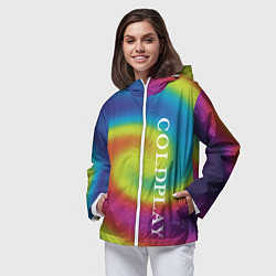 Ветровка с капюшоном женская Coldplay moon music album, цвет: 3D-белый — фото 2