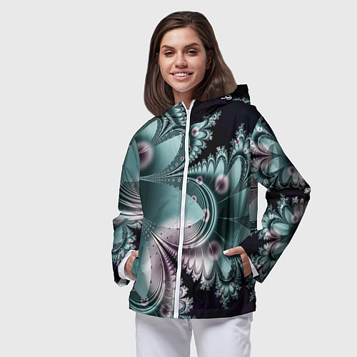 Женская ветровка Фракталы узорный стиль / 3D-Белый – фото 3