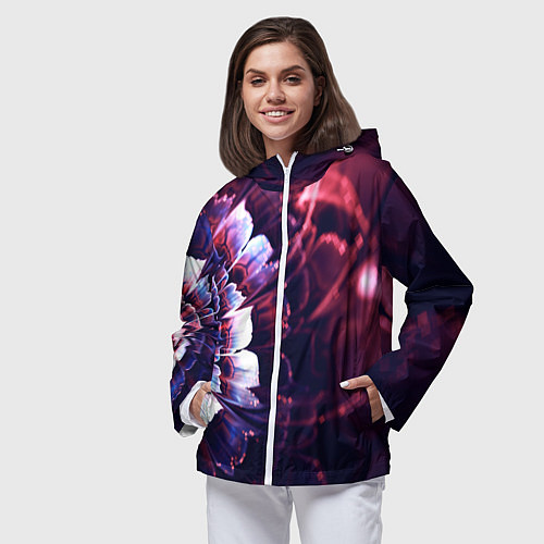 Женская ветровка Фрактальный цветок абстракция / 3D-Белый – фото 3