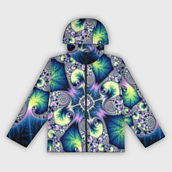 Ветровка с капюшоном женская Оптический фрактал абстрактные узоры, цвет: 3D-черный